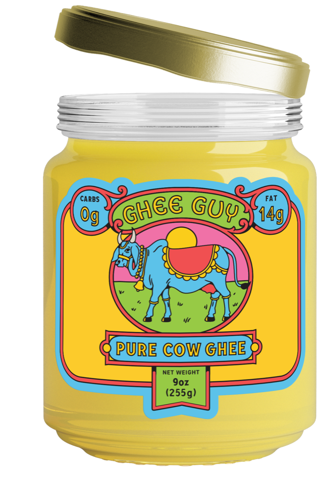 Open 9oz jar of Ghee Guy Pure Cow Ghee